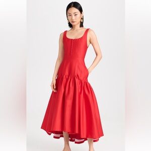 Alice + Olivia Red Sleeveless Midi Dress